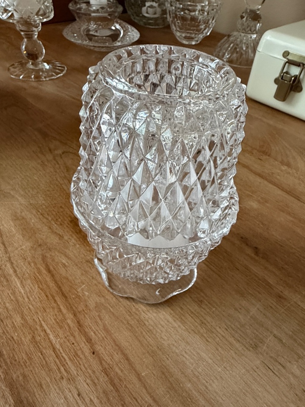Fairy Lamp Vintage Clear Crystal Cut Glass